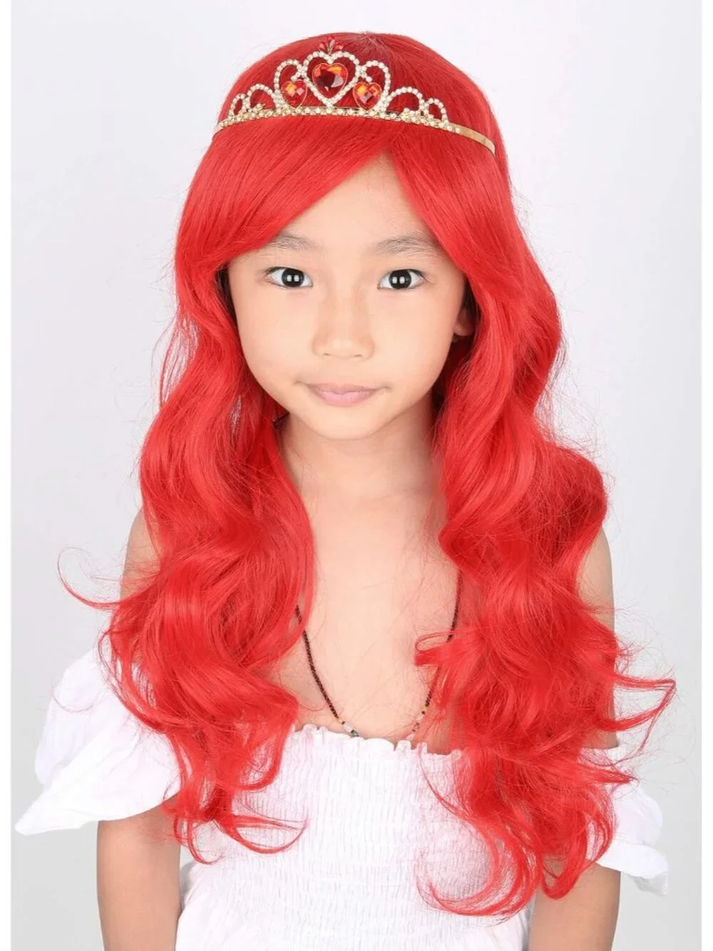 Women's Red Short Cosplay Halloween Costume Wig With Necklace Earrings